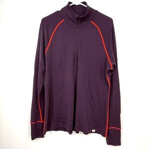 Wild Rye 100% Merino Wool Womens Half Zip Pullover Base Layer Purple Ski Size 18
